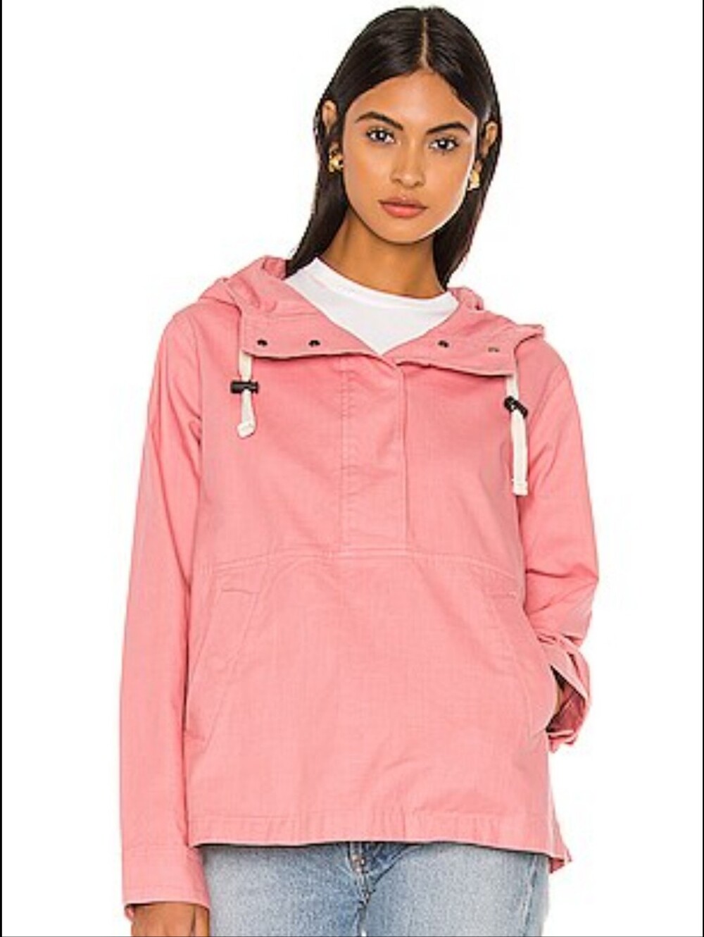 The North Face REVOLVE  100% Cotton Jean Material Pink Hooded Pullover Anorak_XS